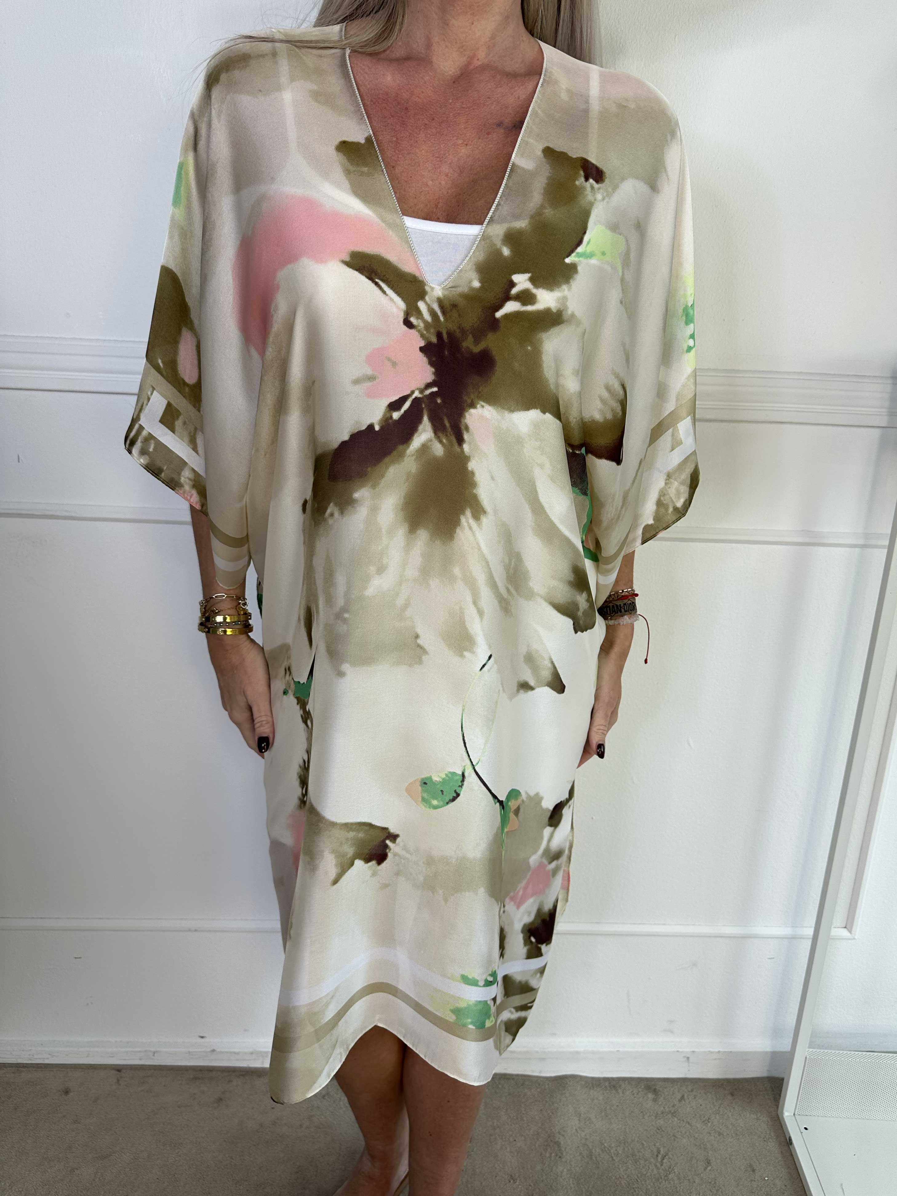 Maggie - Mångfärgad tunika i mjuk viskos och siden